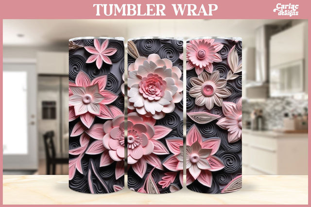 3d Tumbler Sublimation Wrap | 3d Flowers Tumbler Wrap Sublimation Carla C Designs 