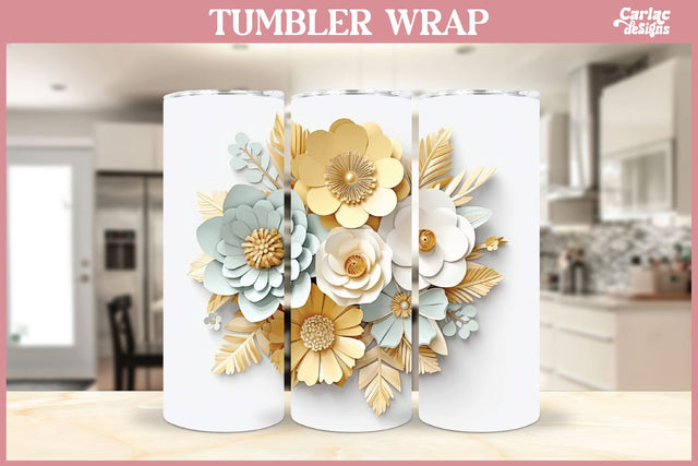 3d Tumbler Sublimation Wrap | 3d Flowers Tumbler Wrap Sublimation Carla C Designs 