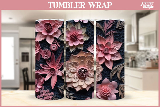 3d Tumbler Sublimation Wrap | 3d Flowers Tumbler Wrap Sublimation Carla C Designs 
