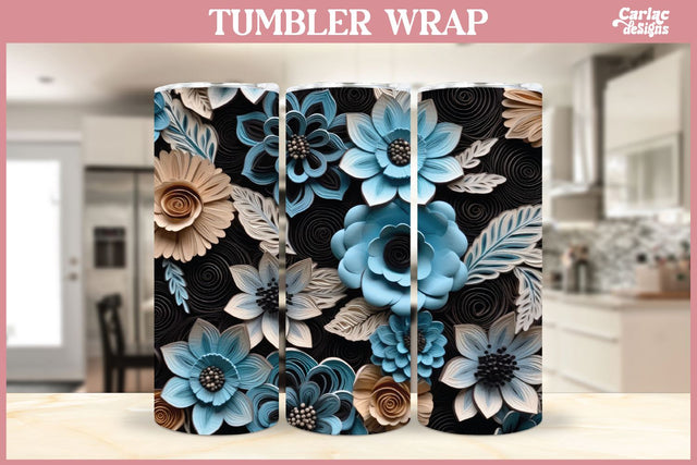 3d Tumbler Sublimation Wrap | 3d Flowers Tumbler Wrap Sublimation Carla C Designs 