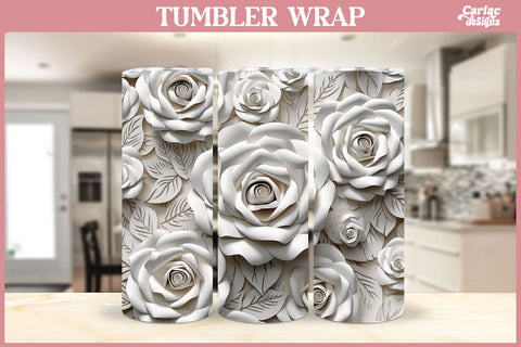 3d Tumbler Sublimation Wrap | 3d Flowers Tumbler Wrap Sublimation Carla C Designs 