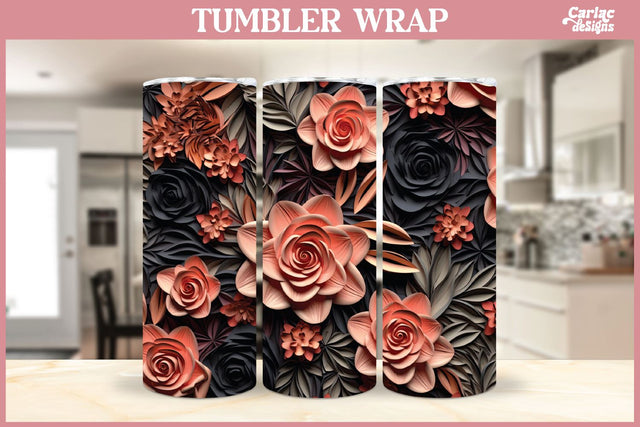 3d Tumbler Sublimation Wrap | 3d Flowers Tumbler Wrap Sublimation Carla C Designs 