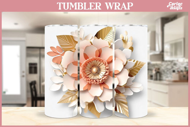 3d Tumbler Sublimation Wrap | 3d Flowers Tumbler Wrap Sublimation Carla C Designs 