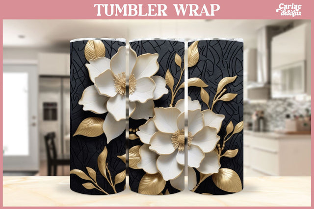 3d Tumbler Sublimation Wrap | 3d Flowers Tumbler Wrap Sublimation Carla C Designs 