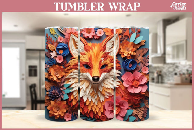 3d Tumbler Sublimation Wrap | 3d Fox Sublimation Wrap Sublimation Carla C Designs 