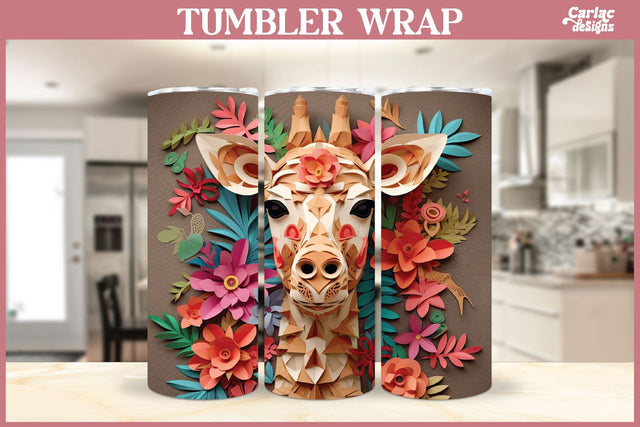 3d Tumbler Sublimation Wrap | 3d Giraffe Sublimation Wrap Sublimation Carla C Designs 