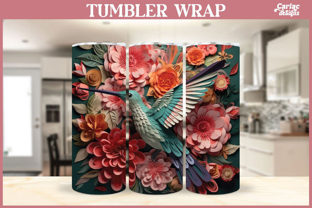 3d Tumbler Sublimation Wrap | 3d Hummingbird Sublimation Wrap Sublimation Carla C Designs 
