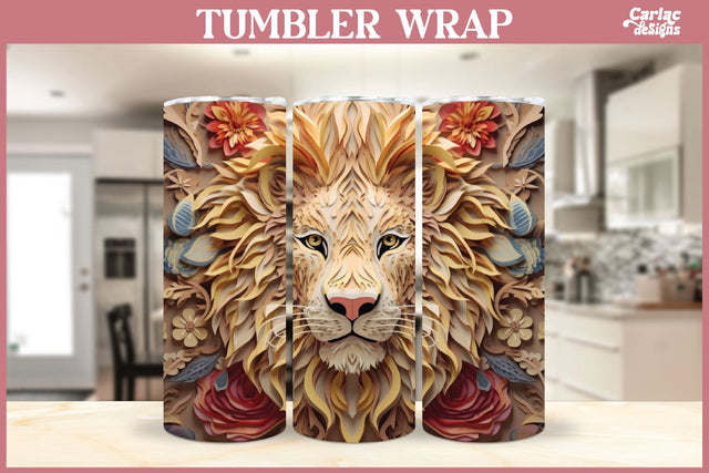 3d Tumbler Sublimation Wrap | 3d Lion Sublimation Wrap Sublimation Carla C Designs 
