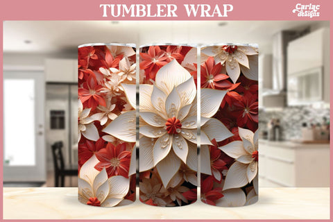 3d Tumbler Sublimation Wrap Bundle | 3d Flowers Tumbler Wrap Sublimation Carla C Designs 