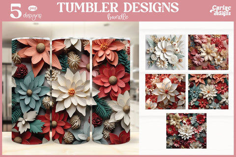 3d Tumbler Sublimation Wrap Bundle | 3d Flowers Tumbler Wrap Sublimation Carla C Designs 