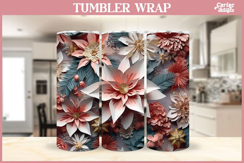 3d Tumbler Sublimation Wrap Bundle | 3d Flowers Tumbler Wrap Sublimation Carla C Designs 