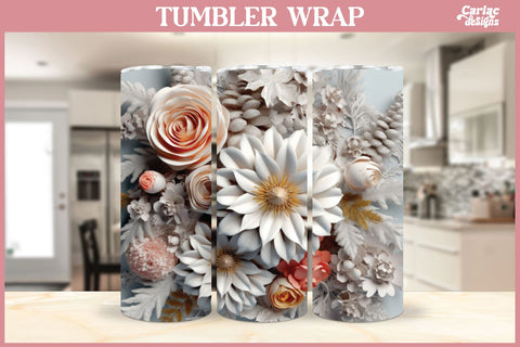 3d Tumbler Sublimation Wrap Bundle | 3d Flowers Tumbler Wrap Sublimation Carla C Designs 