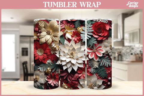 3d Tumbler Sublimation Wrap Bundle | 3d Flowers Tumbler Wrap Sublimation Carla C Designs 