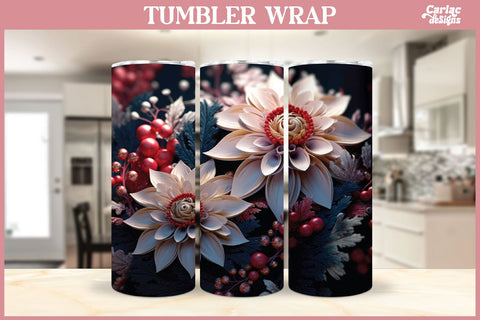 3d Tumbler Sublimation Wrap Bundle | 3d Flowers Tumbler Wrap Sublimation Carla C Designs 