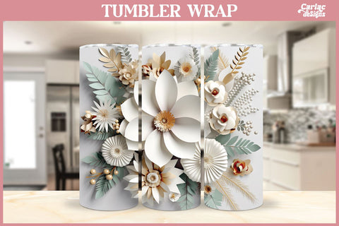 3d Tumbler Sublimation Wrap Bundle | 3d Flowers Tumbler Wrap Sublimation Carla C Designs 