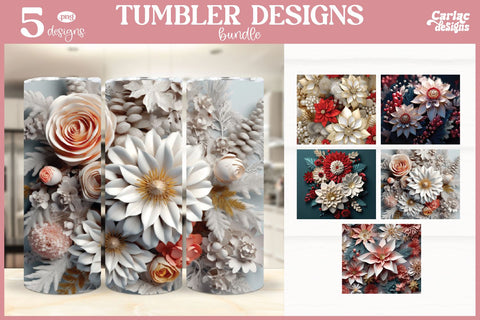 3d Tumbler Sublimation Wrap Bundle | 3d Flowers Tumbler Wrap Sublimation Carla C Designs 
