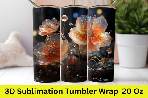 3d Tumbler Wrap | 20oz Skinny Tumbler | 3D Flowers Sublimation FloridPrintables 