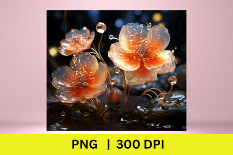 3d Tumbler Wrap | 20oz Skinny Tumbler | 3D Flowers Sublimation FloridPrintables 