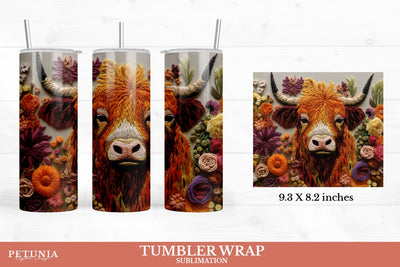 3D Tumbler Wrap | 3D 20 OZ Tumbler Sublimation Wrap Sublimation Petunia Digital Design 