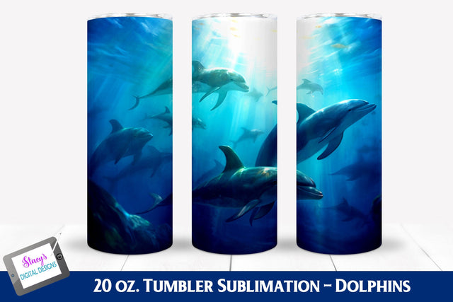 3D Tumbler Wrap | 3D Dolphin Tumbler | 20 oz Skinny Tumbler Sublimation Stacy's Digital Designs 