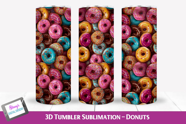 3D Tumbler Wrap | 3D Donut Tumbler | 20 oz Skinny Tumbler Sublimation Stacy's Digital Designs 
