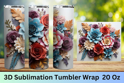 3d tumbler wrap | 3d Flower Sublimation Tumbler Wrap Set Sublimation FloridPrintables 