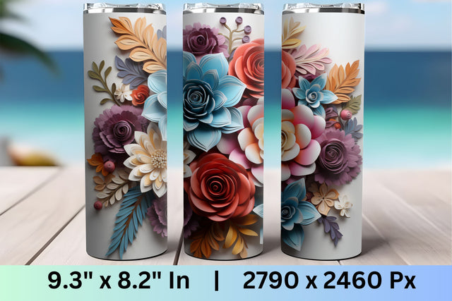 3d tumbler wrap | 3d Flower Sublimation Tumbler Wrap Set Sublimation FloridPrintables 