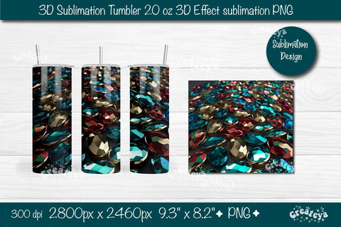 3D tumbler wrap 3D sublimation tumbler wrap, 20 Oz 3D effect sublimation design Sublimation Createya Design 