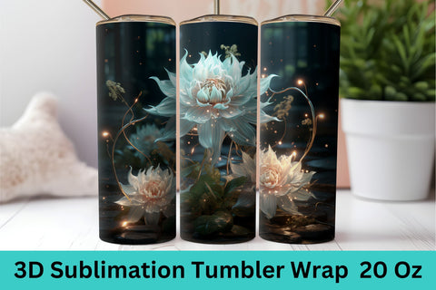 3d Tumbler Wrap, 3d Sublimation Tumbler Wrap, 3D Flowers Sublimation FloridPrintables 