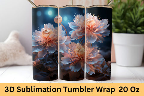 3d Tumbler Wrap, 3d Sublimation Tumbler Wrap, 3D Flowers Sublimation FloridPrintables 