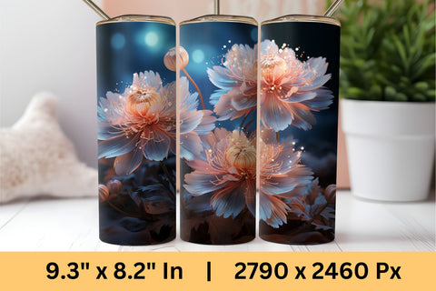 3d Tumbler Wrap, 3d Sublimation Tumbler Wrap, 3D Flowers Sublimation FloridPrintables 
