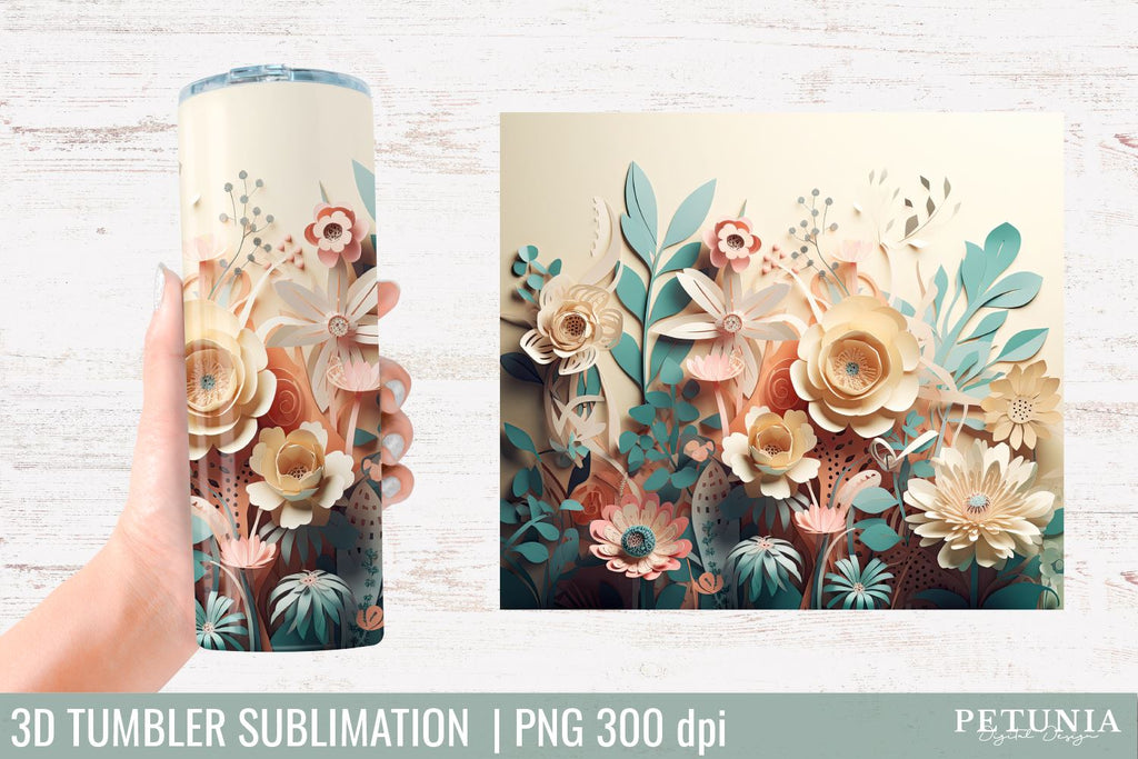 3D Tumbler Bright Blue and Pink Flowers Summer Tumbler Wraps Seamless  Sublimation Designs Downloads - Floral 3D Png - Skinny 20oz Design