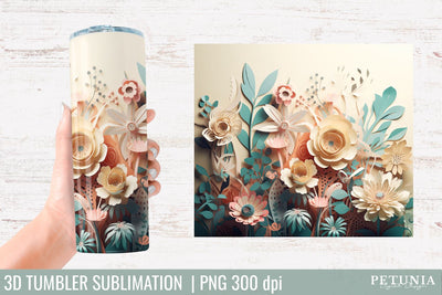 3D Tumbler Wrap | 3D Tumbler Designs Sublimation Petunia Digital Design 