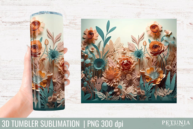 3D Tumbler Wrap | 3D Tumbler Designs Sublimation Petunia Digital Design 