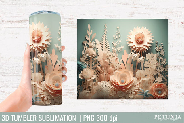 3D Tumbler Wrap | 3D Tumbler Designs Sublimation Petunia Digital Design 