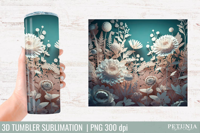 3D Tumbler Wrap | 3D Tumbler Designs Sublimation Petunia Digital Design 