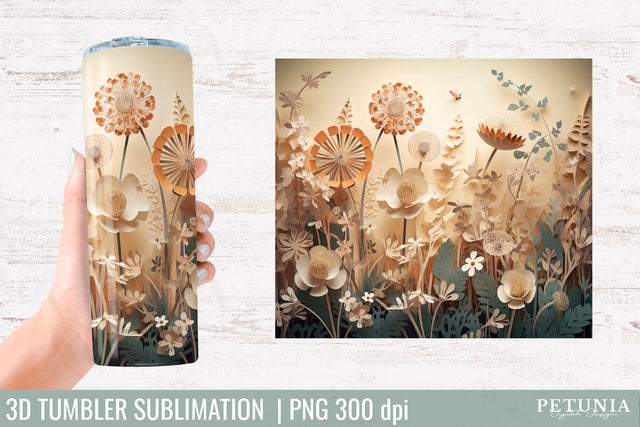 3D Tumbler Wrap | 3D Tumbler Designs Sublimation Petunia Digital Design 