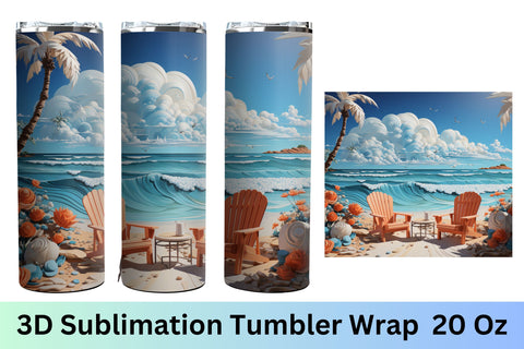 3d tumbler wrap beach | 20 Oz Tumbler | 3d Tumbler Wrap Sublimation FloridPrintables 