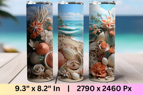 3d tumbler wrap beach | 3d Beach Tumbler Wrap Sublimation FloridPrintables 