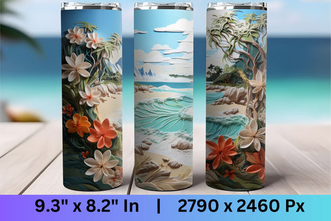 3d tumbler wrap beach | 3d Beach Tumbler Wrap Sublimation FloridPrintables 