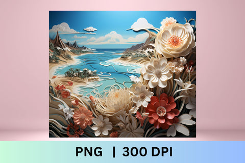 3d tumbler wrap beach | 3d Beach Tumbler Wrap | Summer Sublimation FloridPrintables 