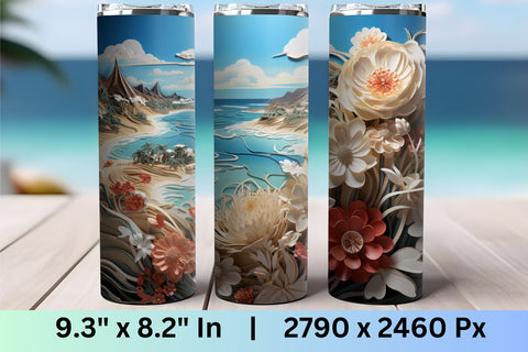 3d tumbler wrap beach | 3d Beach Tumbler Wrap | Summer Sublimation FloridPrintables 