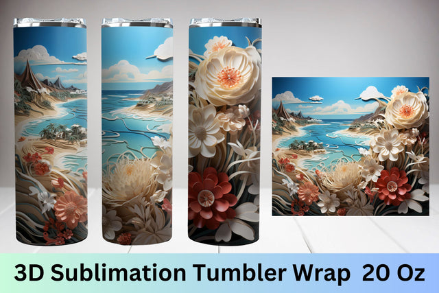 3d tumbler wrap beach | 3d Beach Tumbler Wrap | Summer Sublimation FloridPrintables 