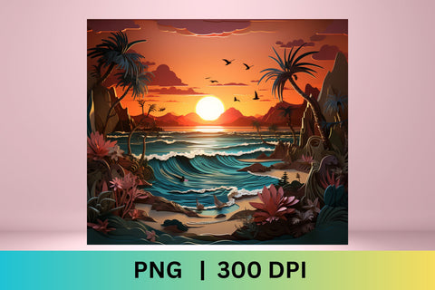 3d tumbler wrap beach | 3d Summer Sublimation Wrap | Summer Sublimation FloridPrintables 