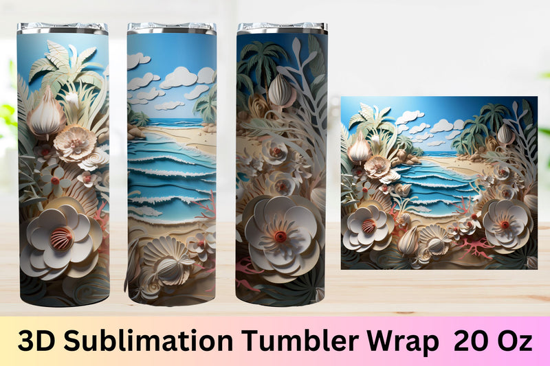 3d tumbler wrap beach | 3d Summer Sublimation Wrap | Summer Sublimation FloridPrintables 