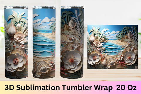 3d tumbler wrap beach | 3d Summer Sublimation Wrap | Summer Sublimation FloridPrintables 