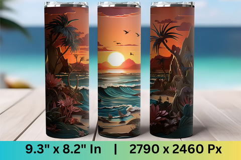3d tumbler wrap beach | 3d Summer Sublimation Wrap | Summer Sublimation FloridPrintables 