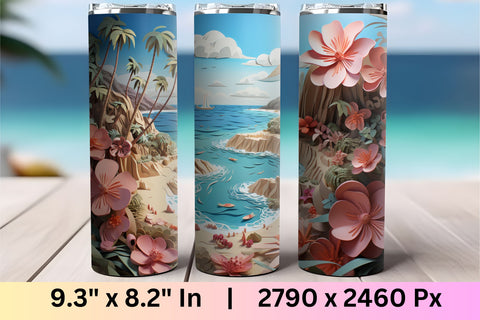 3d tumbler wrap beach | 3d Summer Sublimation Wrap | Summer Sublimation FloridPrintables 