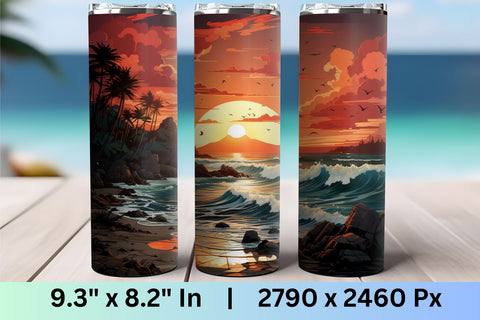 3d tumbler wrap beach | 3d Summer Sublimation Wrap | Summer Sublimation FloridPrintables 
