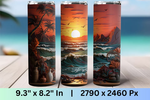 3d tumbler wrap beach | 3d Summer Sublimation Wrap | Summer Sublimation FloridPrintables 